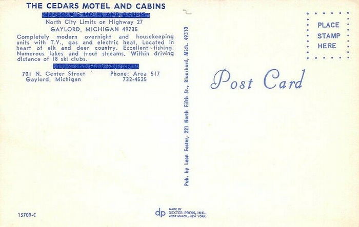 The Cedars Motel and Cabins (Malcoms Motel) - Old Postcard View